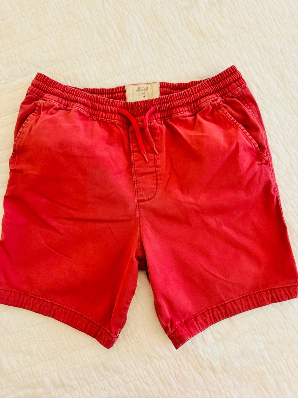 Hollister Red Elastic Waist Drawstring Shorts